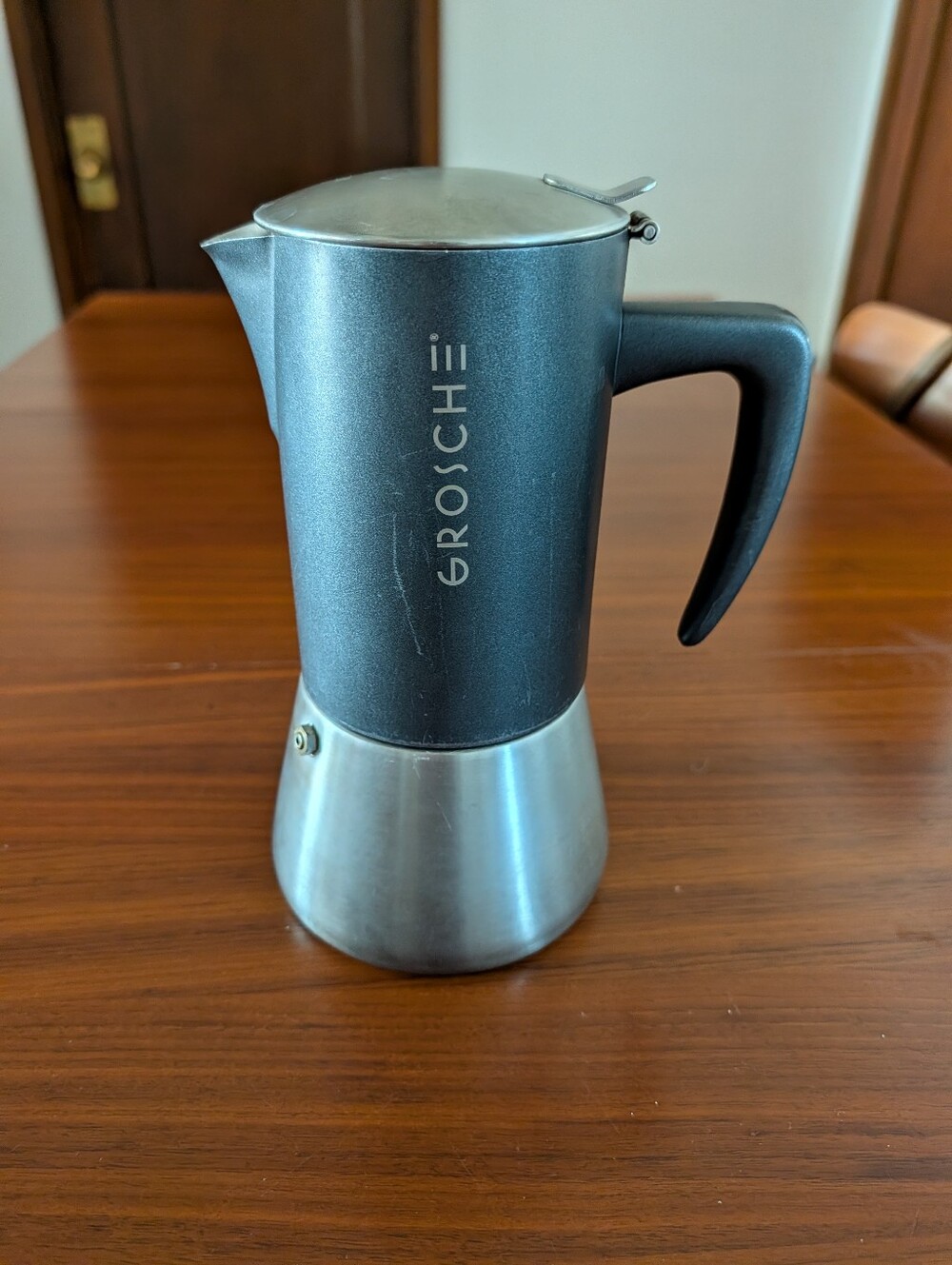 GROSCHE Milano Steel Stainless Steel Stovetop Espresso Maker Moka Pot Pre Owned